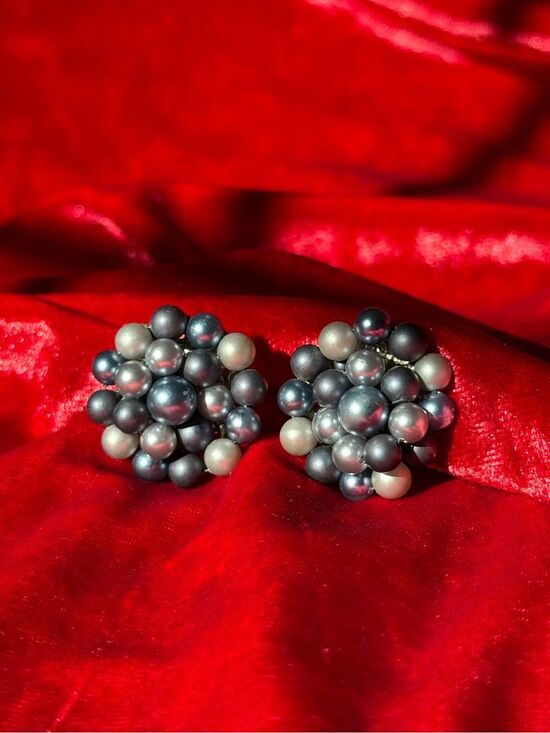 Japan Jewelry - Vintage Japan-Marked Faux Pearl Cluster Earrings
